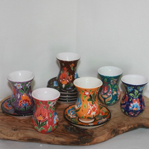 Handmade turkish tea cups - tea,
