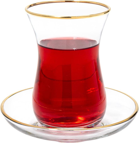 Turkish tea glasses - tea, saucers