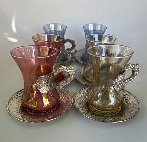 Turkish multicolor glass tea - glass,